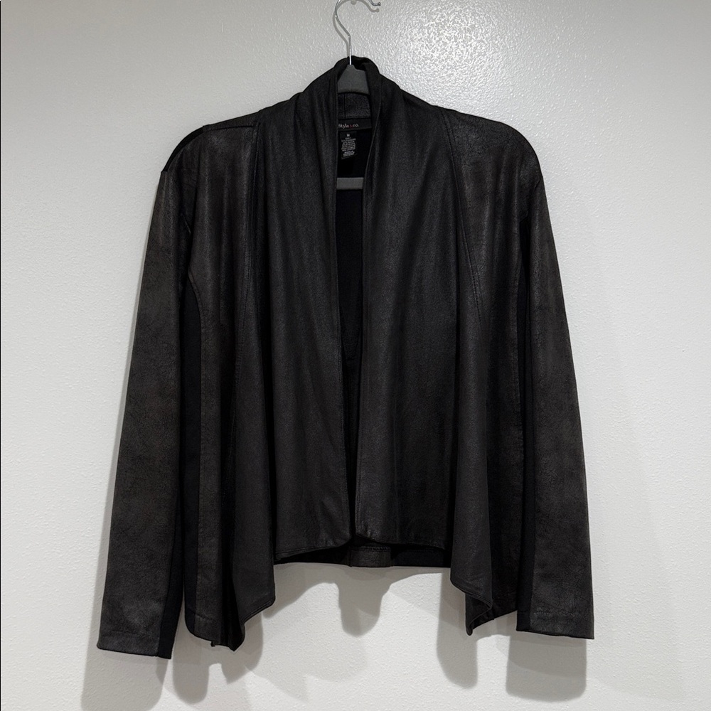 Style & Co. Charcoal Open-Front Jacket